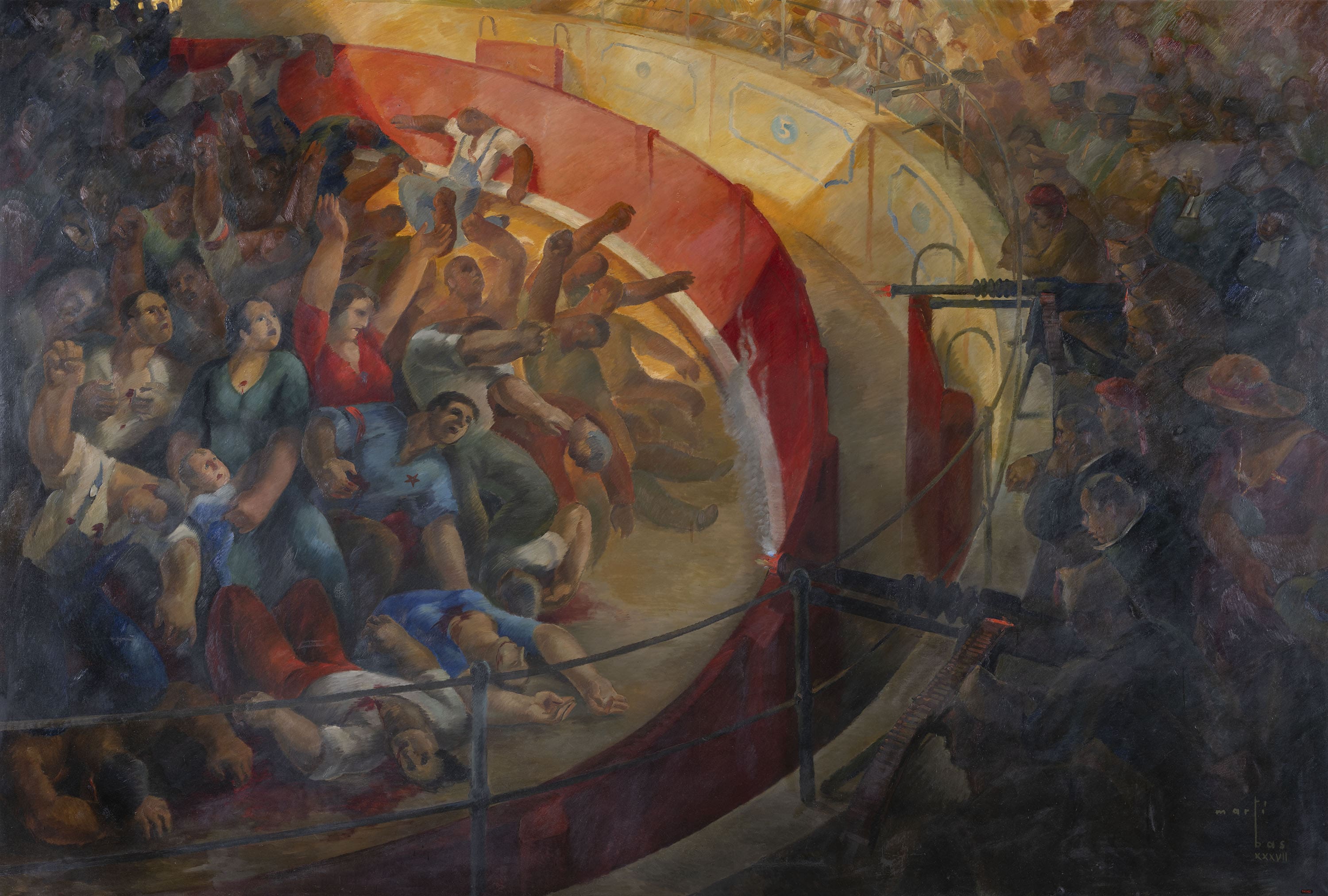 One of the pieces on display at the MNAC: 'Executions at the bullring of Badajoz' by Martí Bas (image courtesy of MNAC)